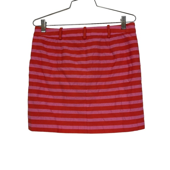 J Crew Factory Striped Mini Skirt Pink Orange 2 - Picture 9 of 15